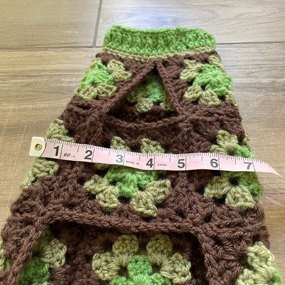 Dog Sweater XS Green Brown Crochet Handmade Granny Chihuahua, Yorkie, Teacup - Picture 6 of 10
